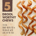 Mighty Paw Naturals Curly Bully Sticks for Dogs - Grass Fed Beef Chews. Bully Sticks for Large Dogs, Medium, Small Breeds. Lower Odor Treats for Small Pets. Single Ingredient 6” - 5 Pack