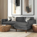 SIMPLIHOME Morrison Right Sectional Sofa in Woven-Blend Recycled Polyester Fabric, Charcoal Grey, 102-inches Wide, L-Shaped Couch with Right Chaise for the Living Room and Family Room