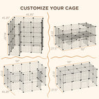 36 Panels Small Animal Playpen with Door, DIY C & C Cage for Guinea Pigs with Ramp, Portable Metal Wire Yard for Rabbit, Hedgehogs, 14 x 14 in