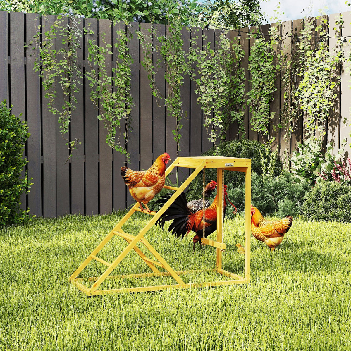 Chicken Activity Play for Healthy & Happy Animals with Chicken Perches & Hen Ladder, Chicken Coop Toy, Yellow