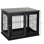 Dog Crate Furniture, 32" Small Dog Cage End Table with 2 Doors, Lockable Door, Puppy Kennel Indoor, Black