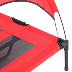48 In X 36 In Elevated Dog Cot Cooling Pet Bed With UV Protection Canopy Shade, Portable Raised Outdoor Dog Bed, Heavy Duty Pet Hammock Bed For Medium & Large Dogs, Red