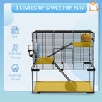 23.5" Hamster Cage, Gerbil Cage with Glass Basin for Small Hamsters, Black