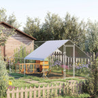 10 x 13 x 6.5 Metal Frame Chicken Run, Outdoor Hen House with Cover & Lockable Door