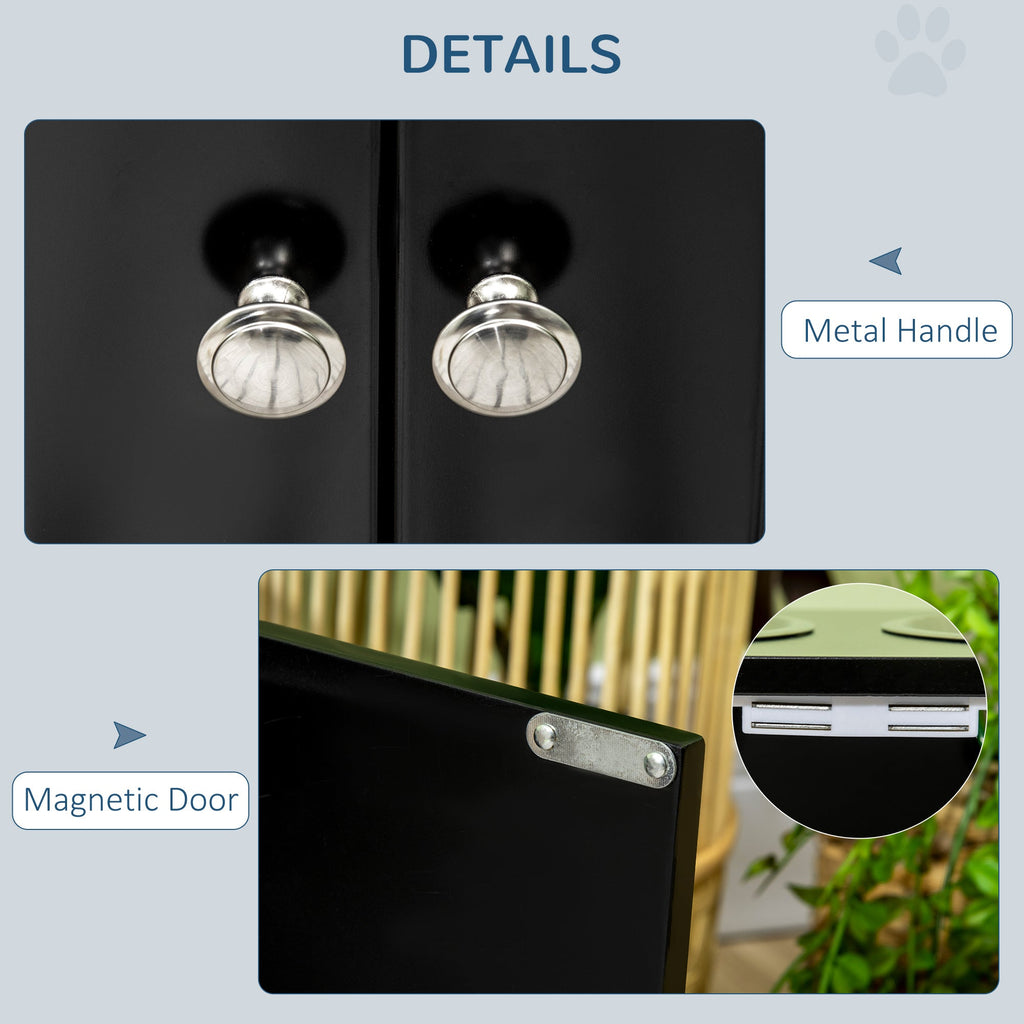Large Elevated Dog Bowls with Storage Cabinet Containing Large 44L Capacity, Raised Dog Bowl Stand Pet Food Bowl Pet Feeding Station, Black