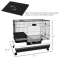 PawHut 2-Level Small Animal Cage Rabbit Hutch With Wheels, Removable Tray, Platform And Ramp For Bunny, Chinchillas, Ferret, Black