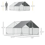 10 x 13 x 6.5 Metal Frame Chicken Run, Outdoor Hen House with Cover & Lockable Door