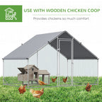 Large Chicken Coop Metal Chicken Run with Waterproof and Anti-UV Cover, Spire Shaped Walk in Fence Cage Hen House for Outdoor and Yard Farm Use, 1" Tube Diameter, 9.8 x 6.6 x 6.6