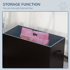 Raised Pet Feeding Storage Station with 2 Stainless Steel Bowls Base for Large Dogs and Other Large Pets, Coffee