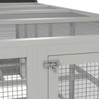 Wooden Chicken Coop Run for 6 - 10 Chickens, Hen House Add-On with Storage, Perches, 141.75" x 48" x 61", Gray