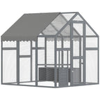 Large Wooden Chicken Run With Waterproof & Anti-UV Cover, For 6-8 Chickens, For Backyard, Farm, 5.5' X 6' X 6'Multiple Packages