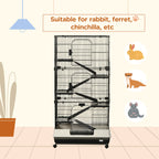 6-tier Platform Rolling Small Animal Rabbit Cage with a Large Living Space, Black